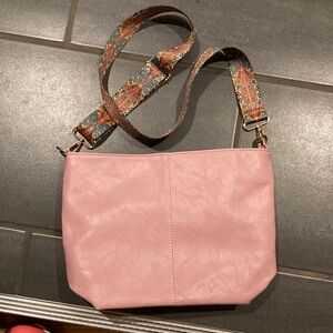 Source Unknown Pink Shoulder Bag with Patterned Strap